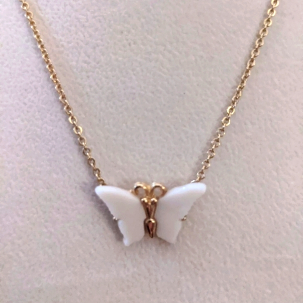 Necklace by Trafari ~NWOT Stamped Pearly Butterfly Pendant